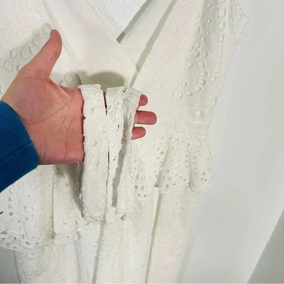 Yumi Kim Dynasty Riviera White Eyelet Midi Dress Ruffle Sleeveless Party Shower - Picture 6 of 13